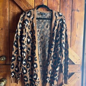 Leopard Print Open Front Cardigan